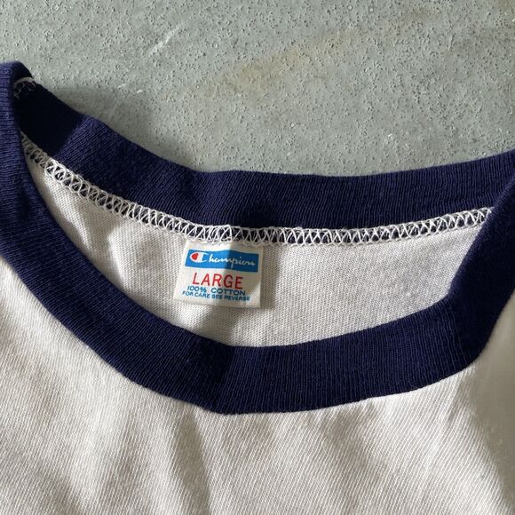 Vintage 1970s Champion Ringer T-Shirt Mens Large Air Force Destroy Army Football - Picture 3 of 9